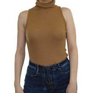 ✨ Revamped Tan Turtleneck Sleeveless Bodysuit